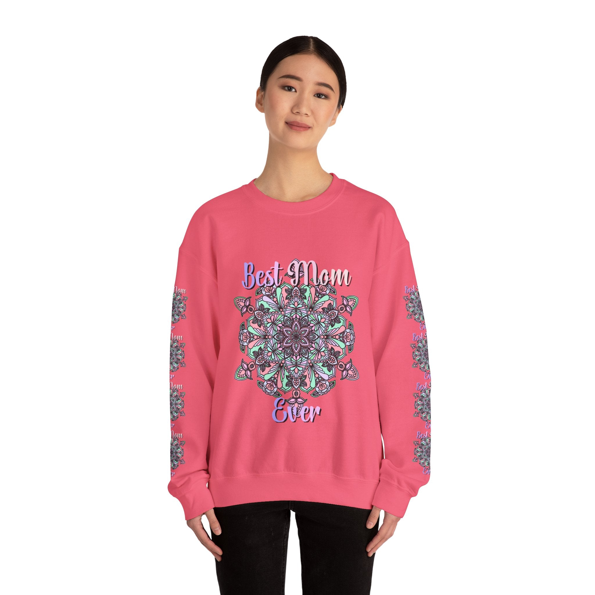 Sweatshirt mit Mandala-Design in Zartrosa und Lavendel für Mütter