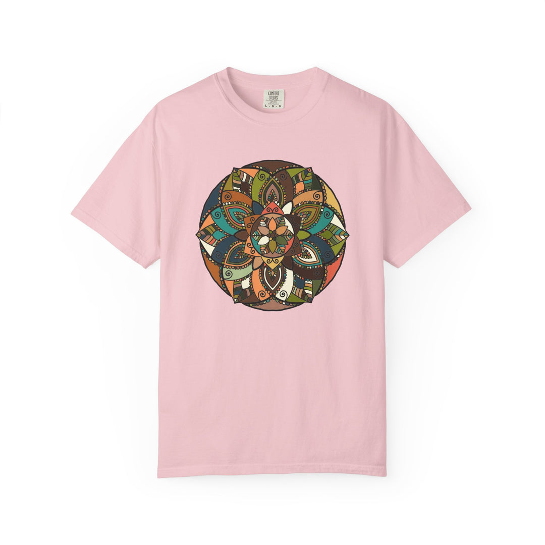 Mandala Earth Flora T-Shirt — Earthy Tones Geometric Art Tee