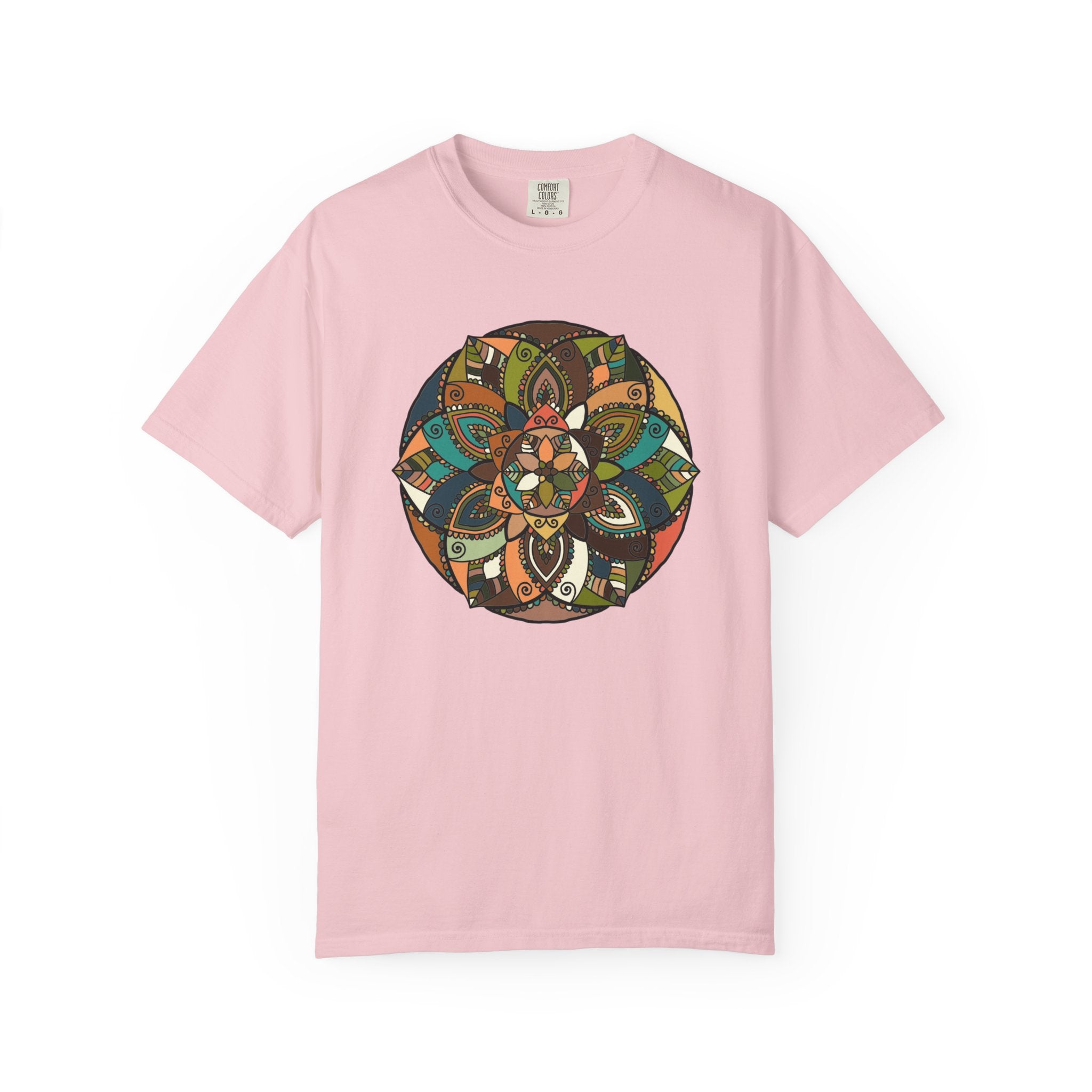 Mandala Earth Flora T-Shirt — Earthy Tones Geometric Art Tee