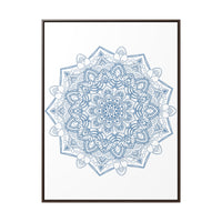 Handmade steel blue mandala design wall art on gallery canvas wraps in vertical frame