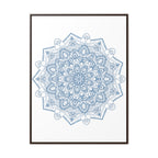 Handmade steel blue mandala design wall art on gallery canvas wraps in vertical frame