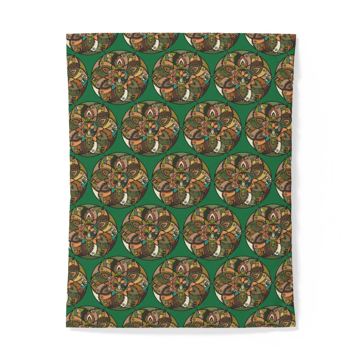 Bohemian Mandala Cotton Duvet Cover — Green Floral Geometric Bedding