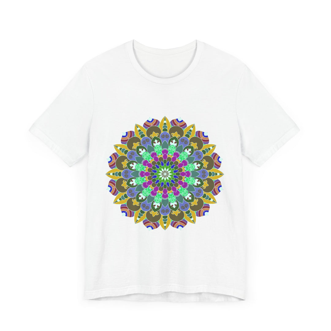 Colorful mandala peace t-shirt featuring intricate spiritual art design for a vibrant and meaningful fashion statement