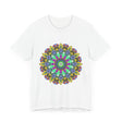 Colorful mandala peace t-shirt featuring intricate spiritual art design for a vibrant and meaningful fashion statement