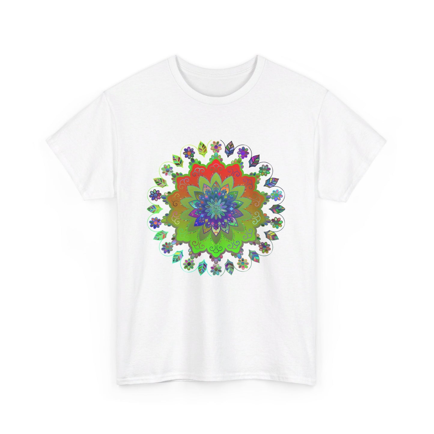 Beautiful and intricate mandala art design on a comfortable unisex cotton t-shirt perfect for yoga and mindfulness practice