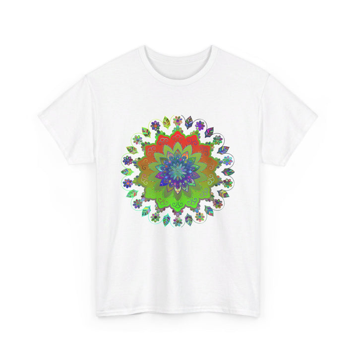 Beautiful and intricate mandala art design on a comfortable unisex cotton t-shirt perfect for yoga and mindfulness practice