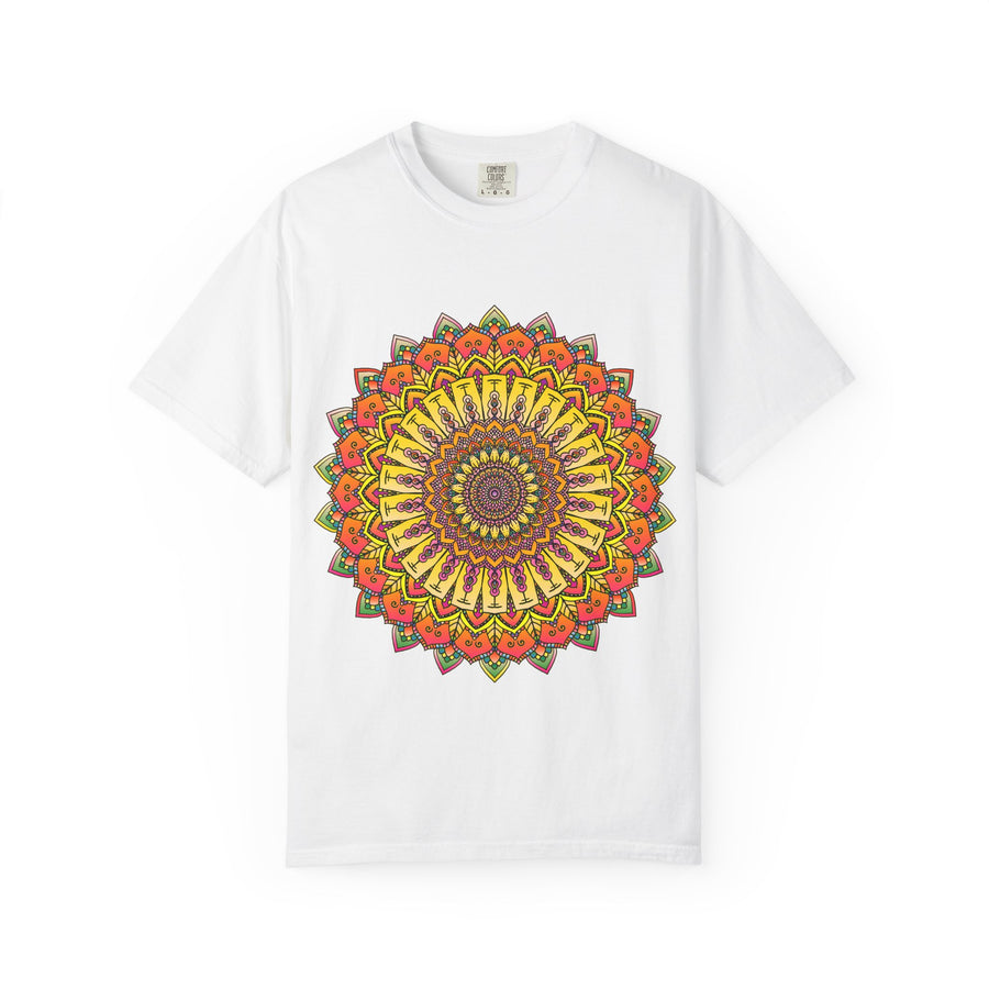 Sunburst Mandala T-Shirt — Vibrant Floral Boho Graphic Tee