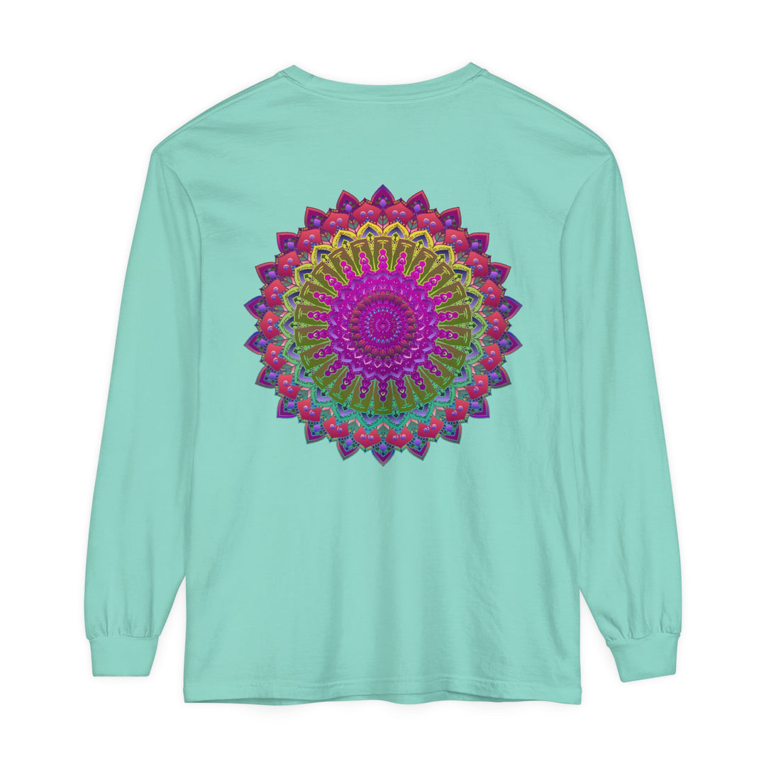 Vibrant Mandala Unisex Long Sleeve T-Shirt with Exotic and Bohemian Flair