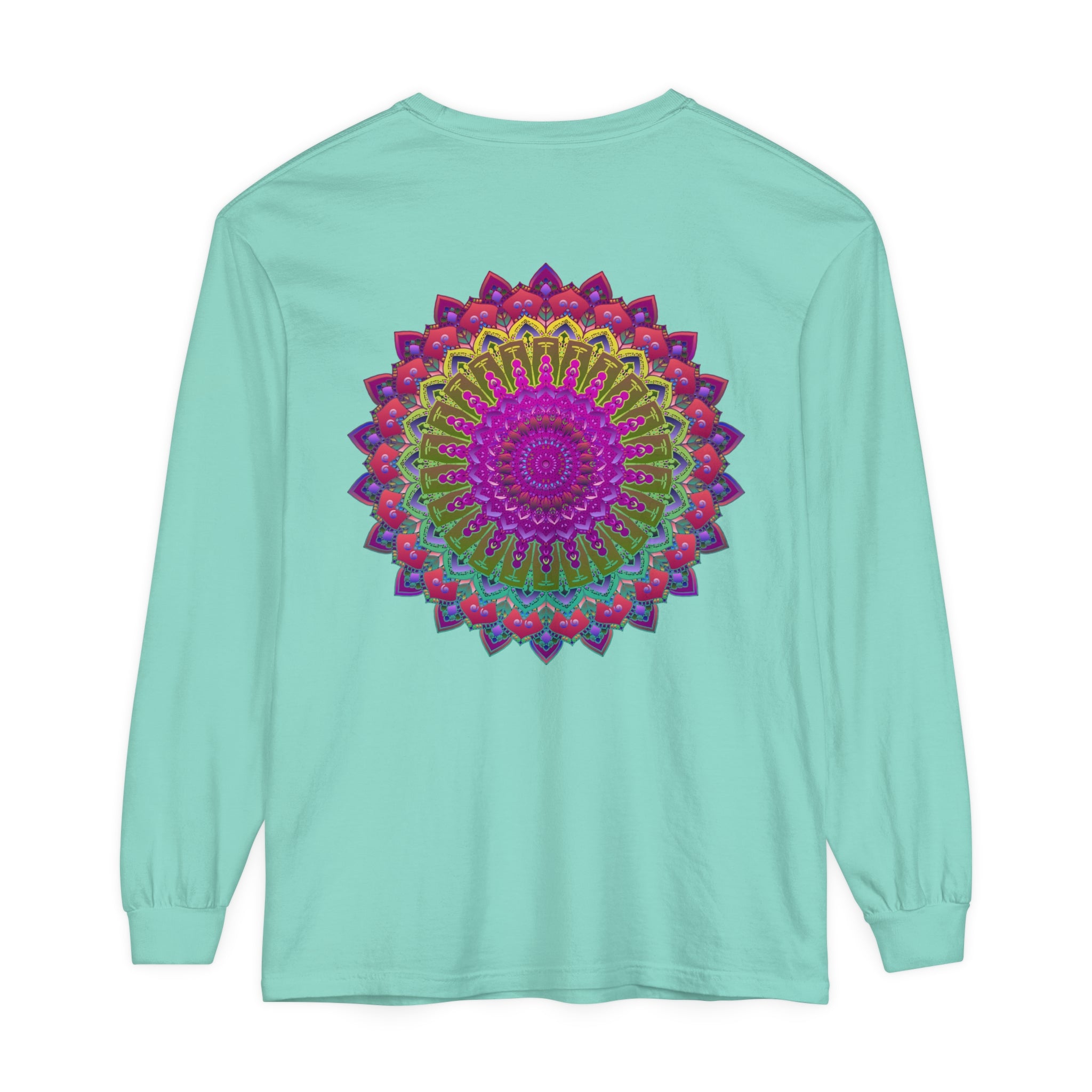 Vibrant Mandala Unisex Long Sleeve T-Shirt with Exotic and Bohemian Flair