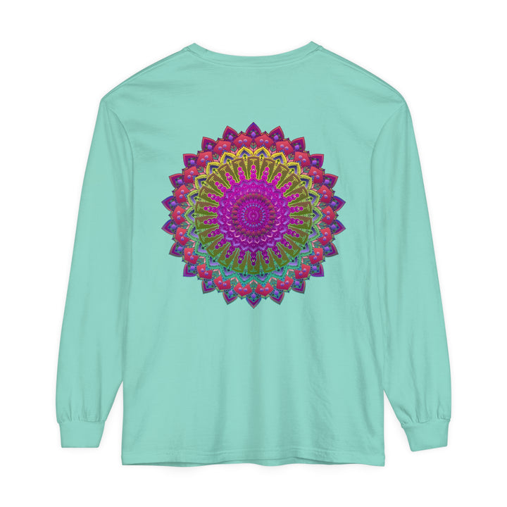 Vibrant Mandala Unisex Long Sleeve T-Shirt with Exotic and Bohemian Flair