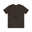 A bold and colorful black cat mystery t-shirt with vibrant design