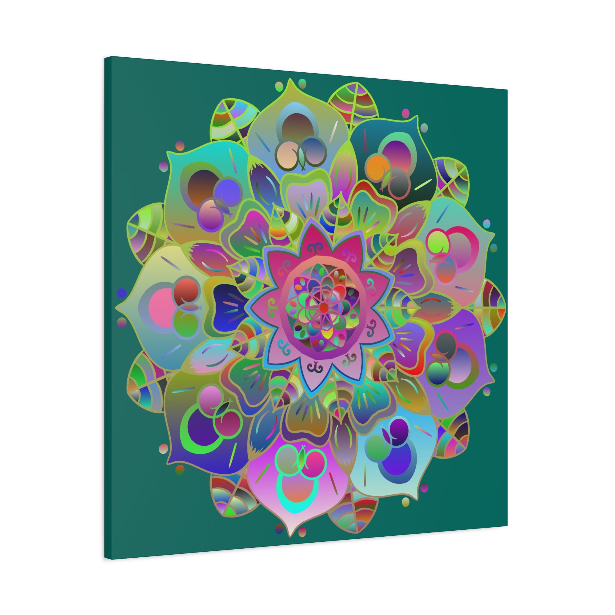 Vibrant Mandala Matte Canvas Wall Art — Colorful Boho Stretched Canvas