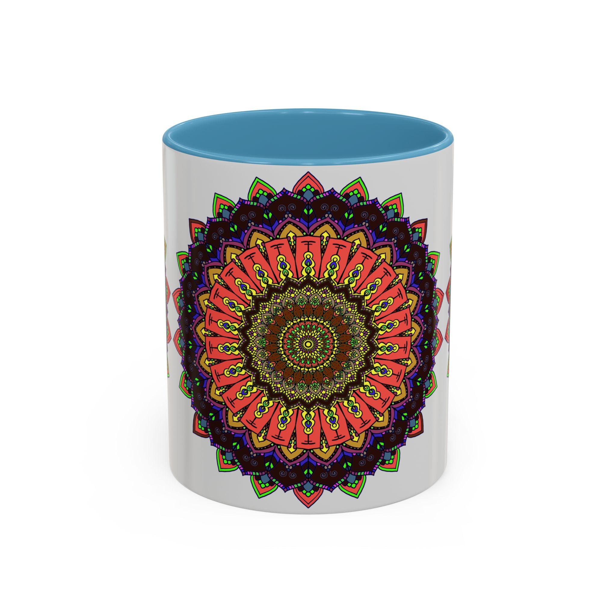  Unique and stylish coffee mug featuring a colorful mandala 