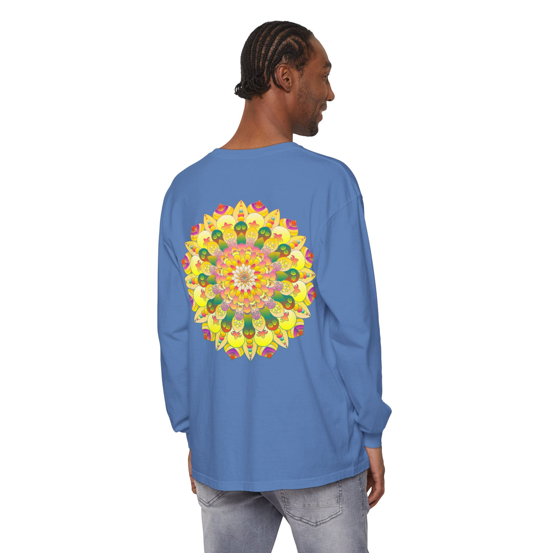 Colorful and intricate mandala design unisex long sleeve t-shirt for all genders