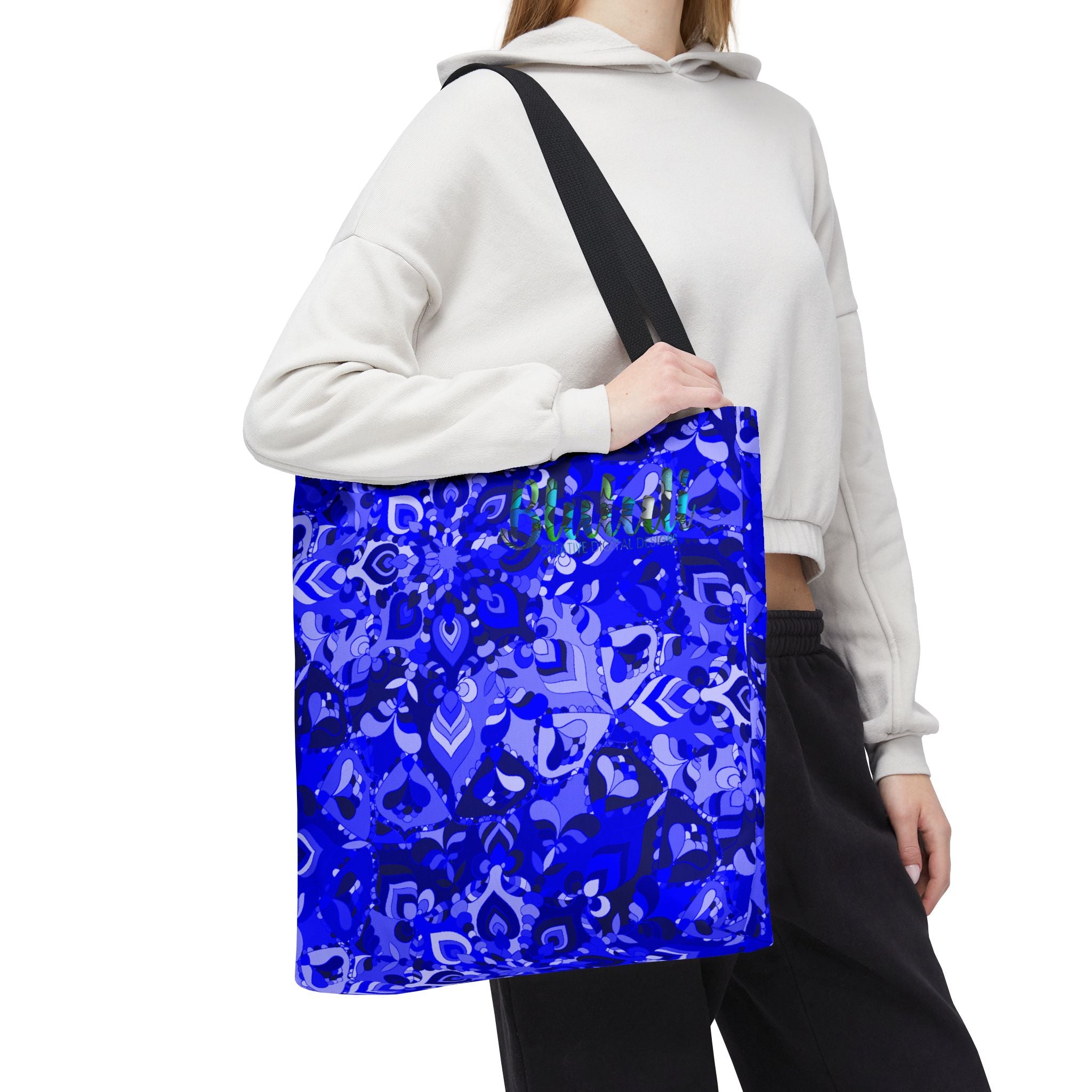 Borsa tote con design mandala blu per un uso quotidiano elegante