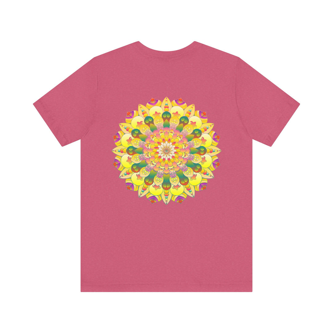 Colorful and intricate mandala design tee promoting spiritual peace and harmony