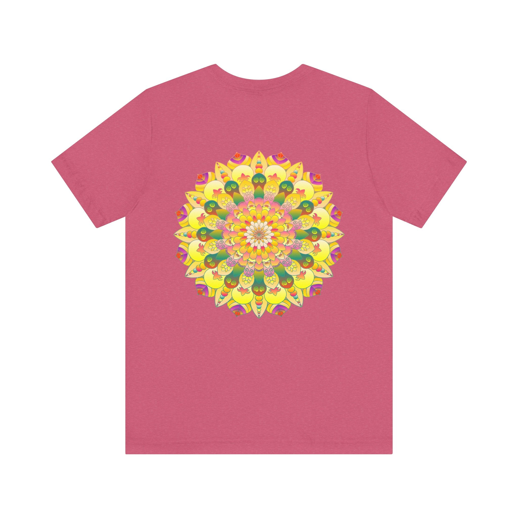 Colorful and intricate mandala design tee promoting spiritual peace and harmony