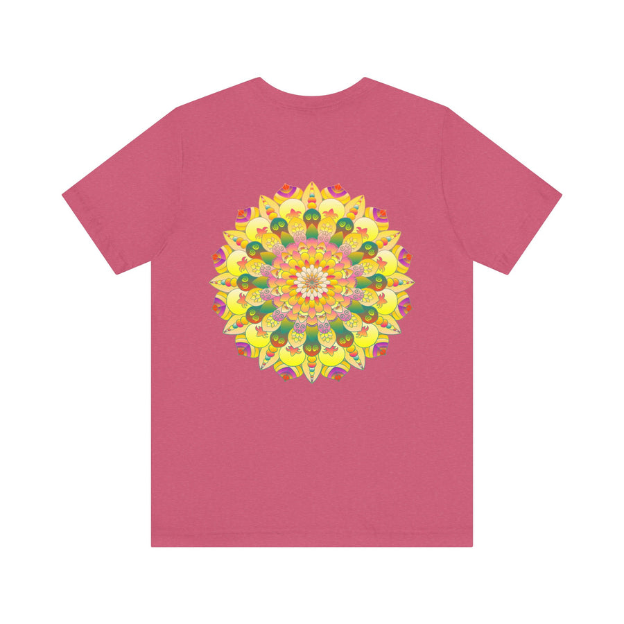 Colorful and intricate mandala design tee promoting spiritual peace and harmony