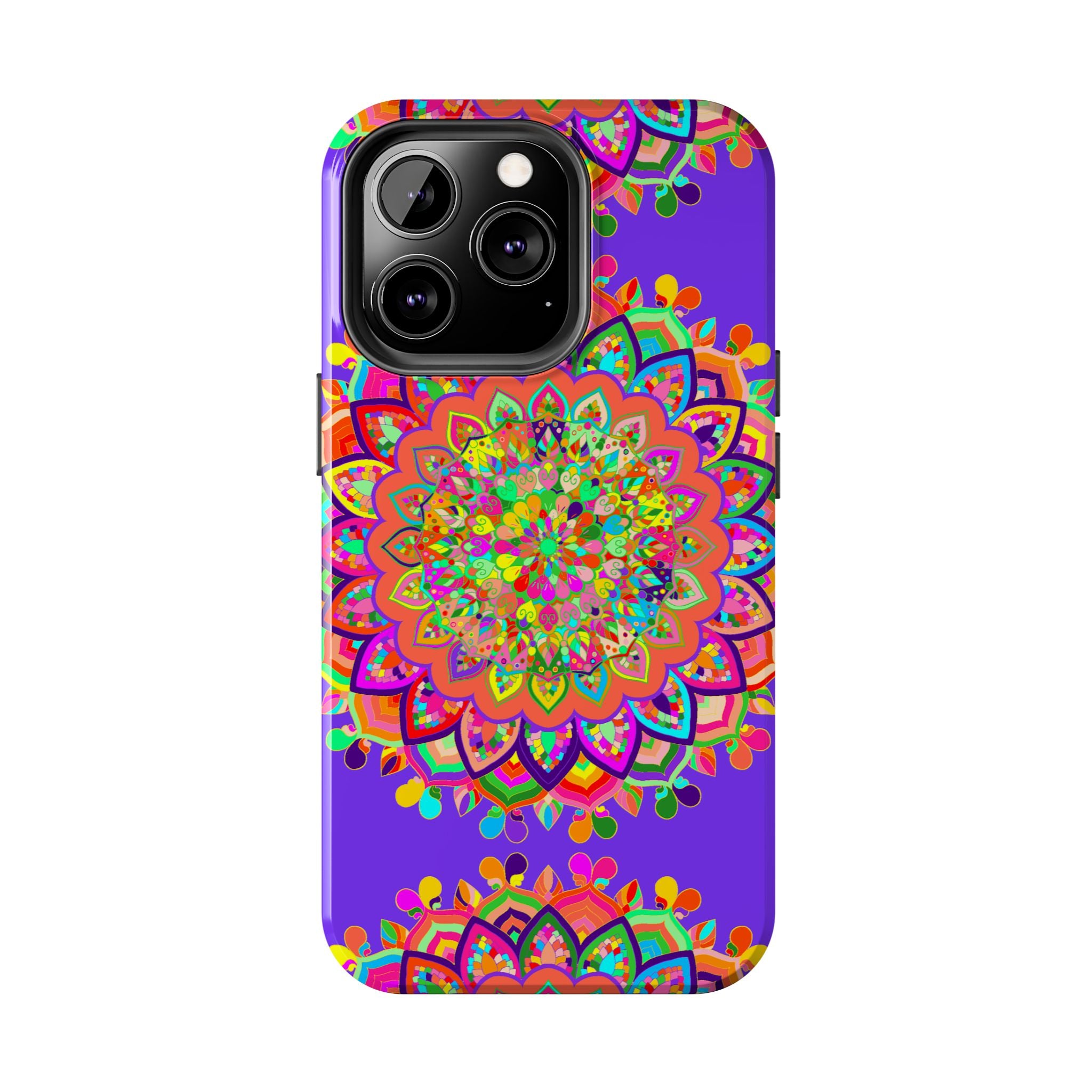 Unique hand drawn purple mandala art phone case for stylish protection