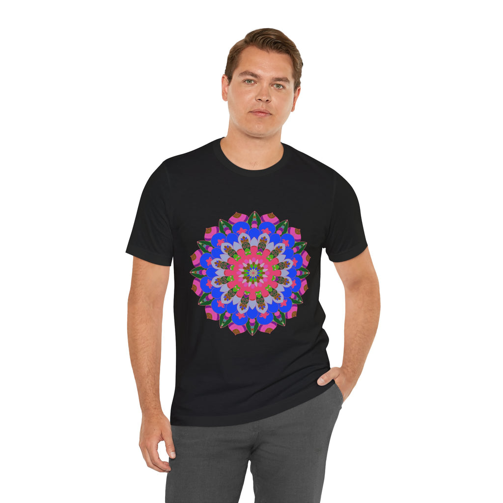 Vibrant and eye-catching mandala geometric t-shirt with a variety of colors and intricate patterns