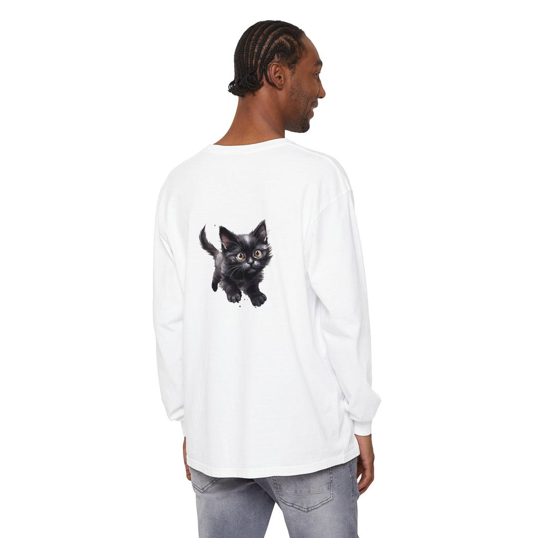 Adorable watercolor illustration of a playful kitten on a soft, comfortable T-shirt