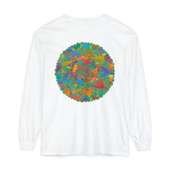Colorful and intricate mandala design on unisex long sleeve t-shirt