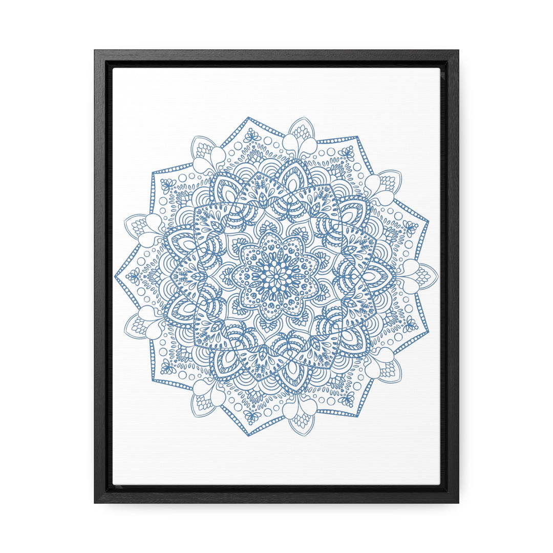 Beautiful steel blue mandala handmade art on gallery canvas wraps