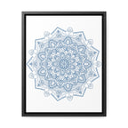 Beautiful steel blue mandala handmade art on gallery canvas wraps