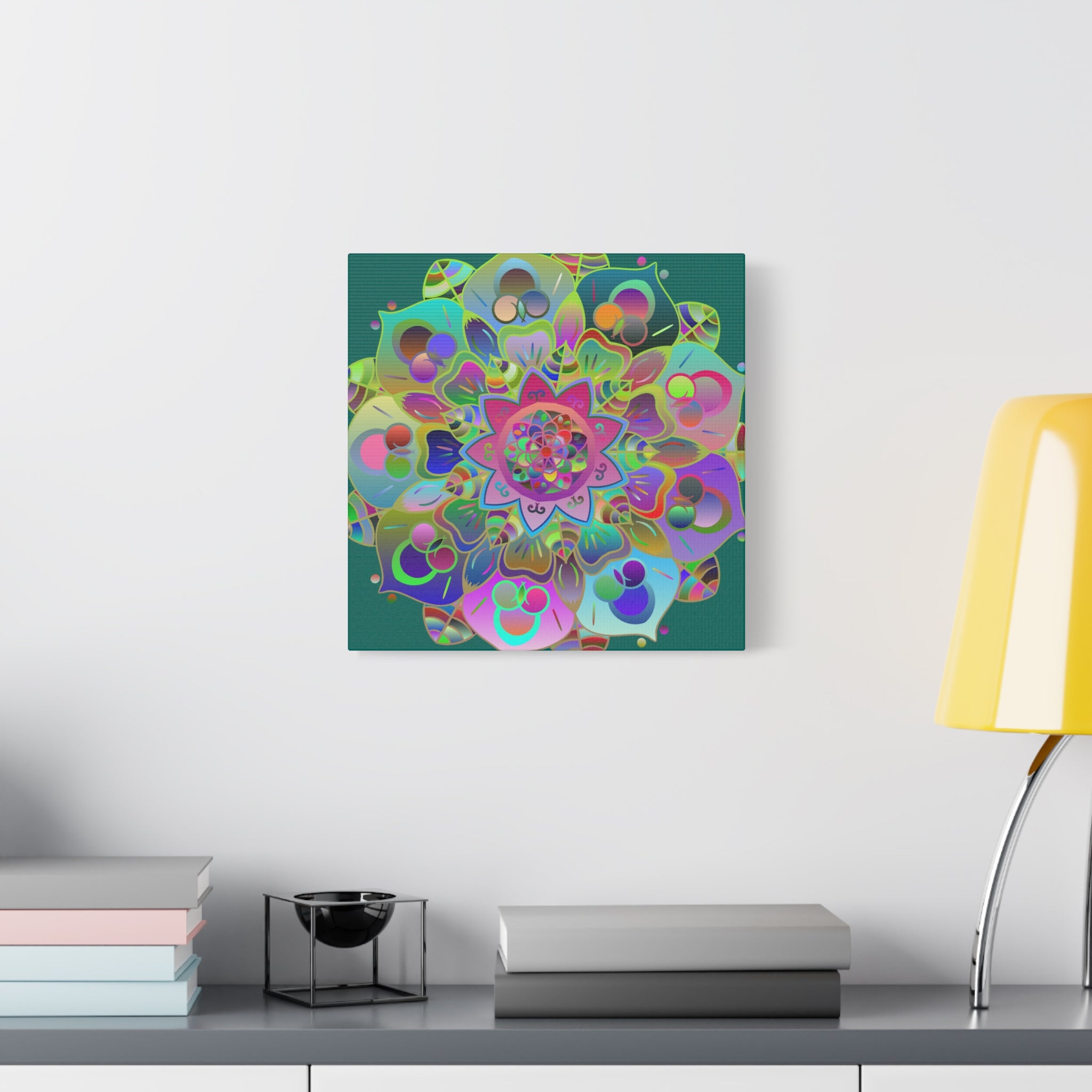 Vibrant Mandala Matte Canvas Wall Art — Colorful Boho Stretched Canvas