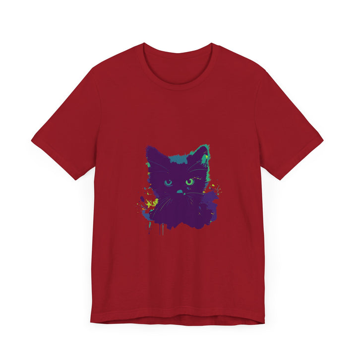 Black Cat Mystery Watercolor T-Shirt - a stylish and unique watercolor design featuring a mysterious black cat on a comfortable, high-quality t-shirt