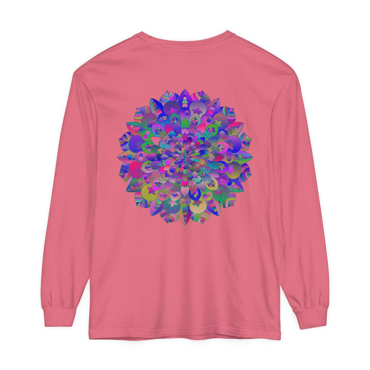 Colorful and intricate mandala design long sleeve t-shirt for a vibrant look