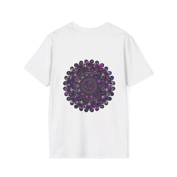 Colorful hand-drawn mandala art design on a softstyle t-shirt