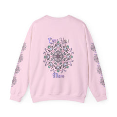 Cozy and stylish unisex crewneck sweatshirt with 'Love You Mom' design, perfect birthday gift for your mother