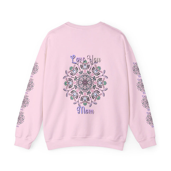 Cozy and stylish unisex crewneck sweatshirt with 'Love You Mom' design, perfect birthday gift for your mother