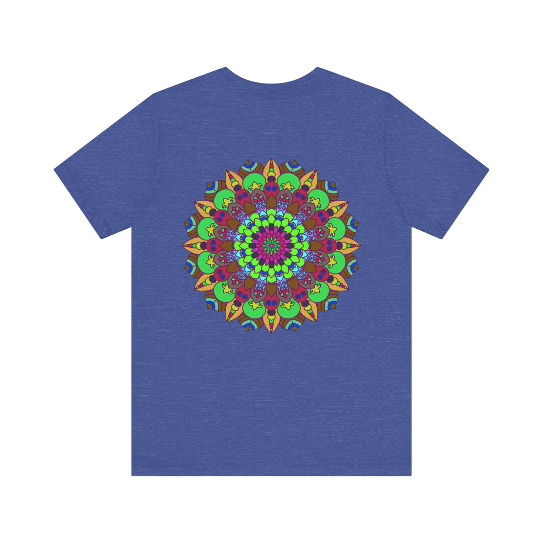 A beautiful and colorful mandala design t-shirt promoting peace and harmony