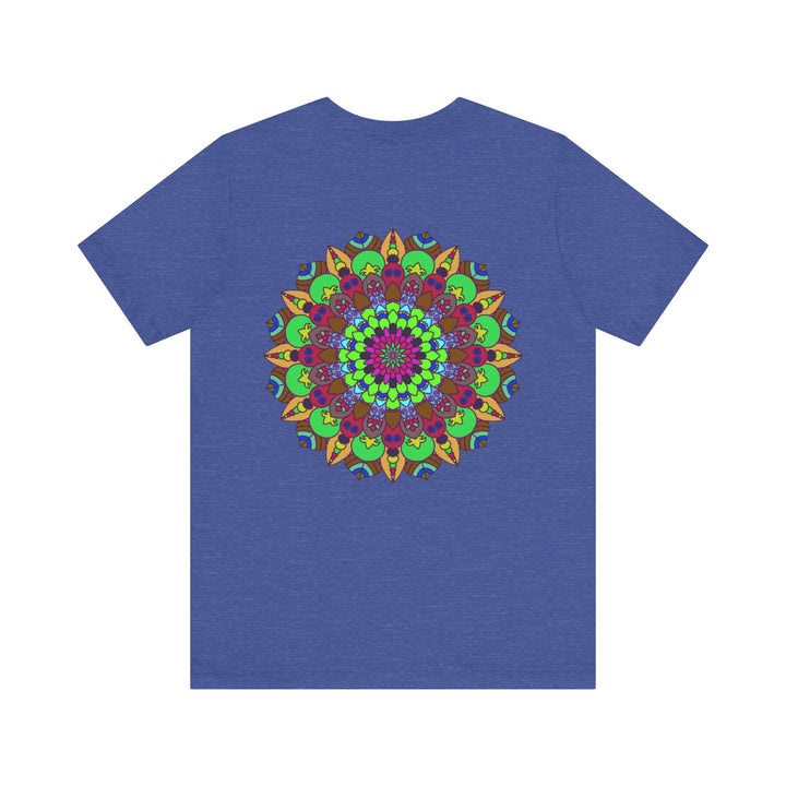 A beautiful and colorful mandala design t-shirt promoting peace and harmony