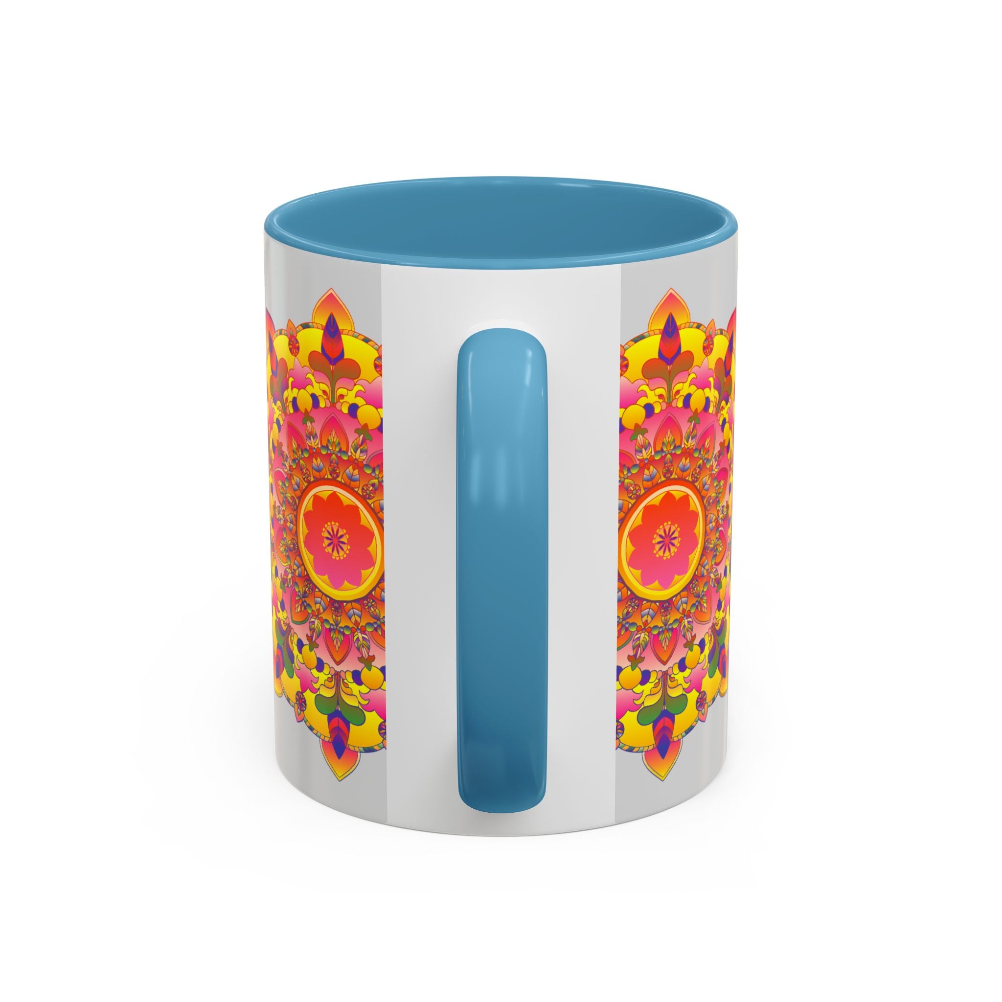 Colorful and intricate mandala art mug with beautiful and vibrant design