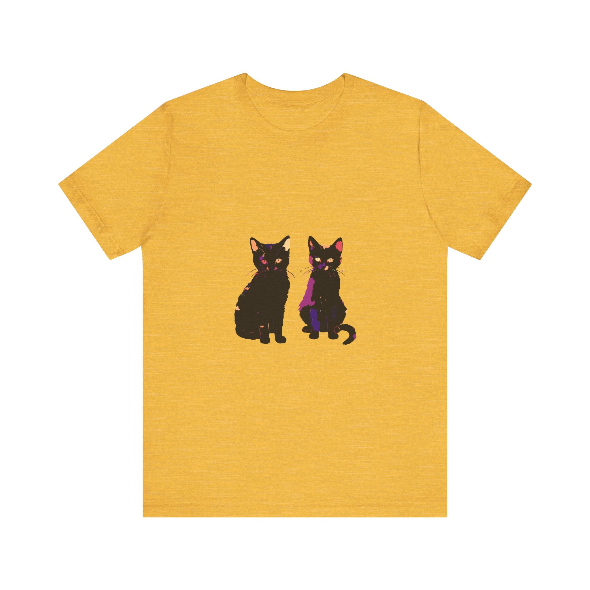 A close-up image of a black cat mystery t-shirt, featuring elegant and colorful designs, perfect for adding a touch of mystery and style to your wardrobe