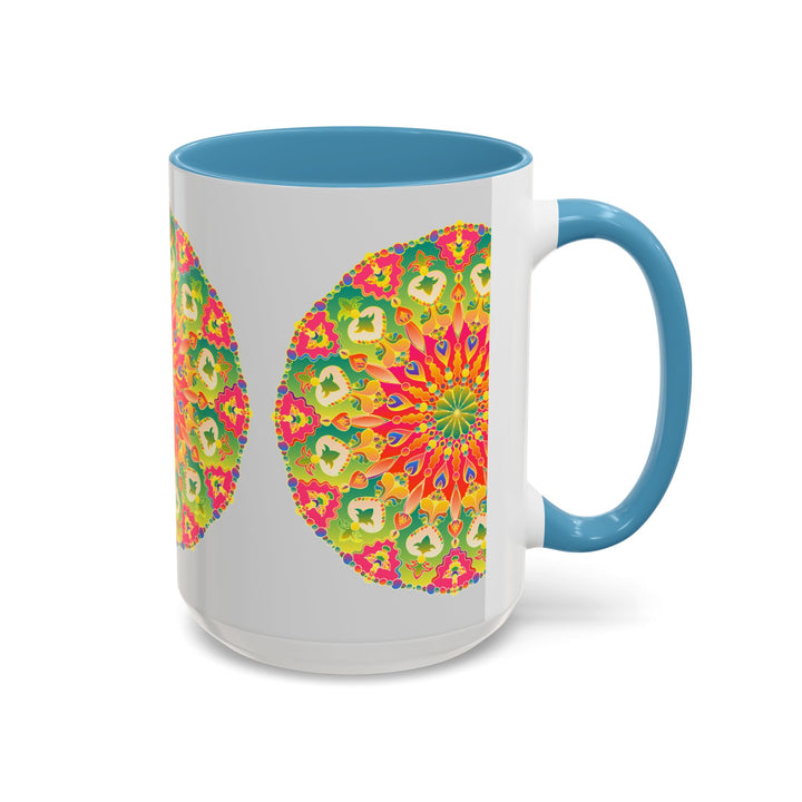 Colorful and vibrant mandala art mug, perfect for adding a pop of color to your morning routine