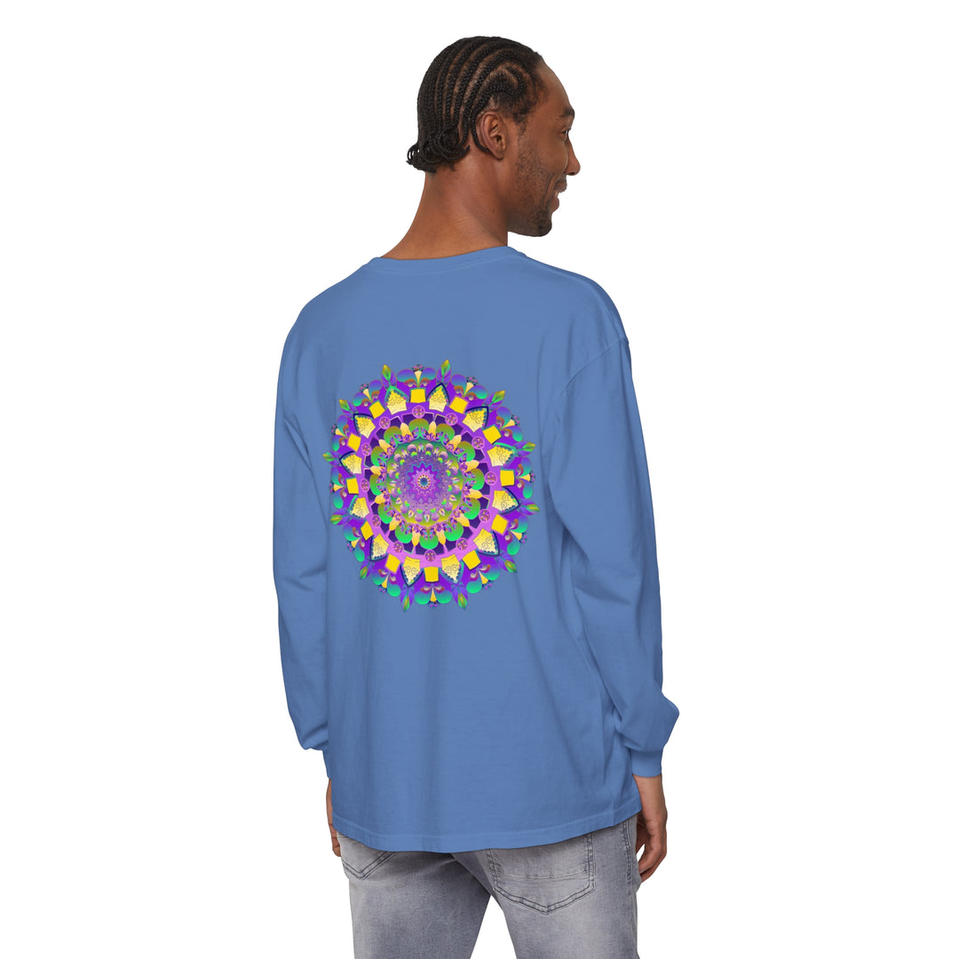 Vibrant Mandala Unisex Long Sleeve T-Shirt featuring intricate and colorful mandala design