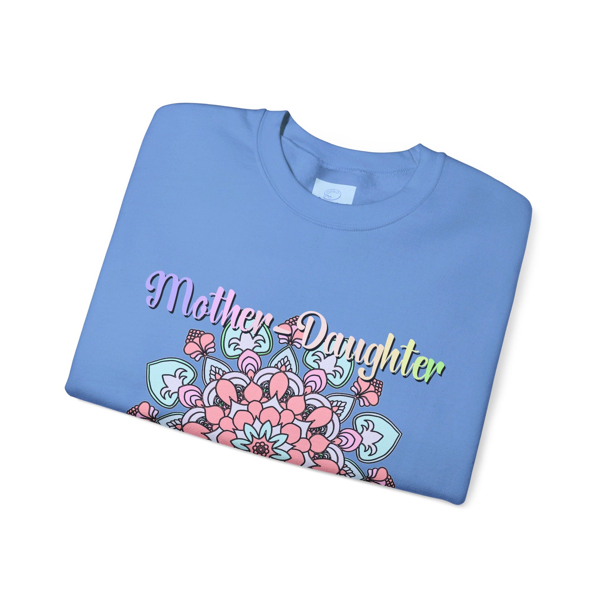 Unisex heavy blend crewneck sweatshirt in black with 'Mother-Daughter Bond' design, perfect birthday gift for mom