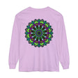 Colorful and intricate psychedelic mandala design on unisex long sleeve t-shirt