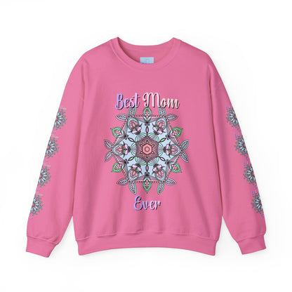 Cozy black crewneck sweatshirt featuring 'Best Mom Ever' design, perfect birthday gift for any mom, available in unisex sizes