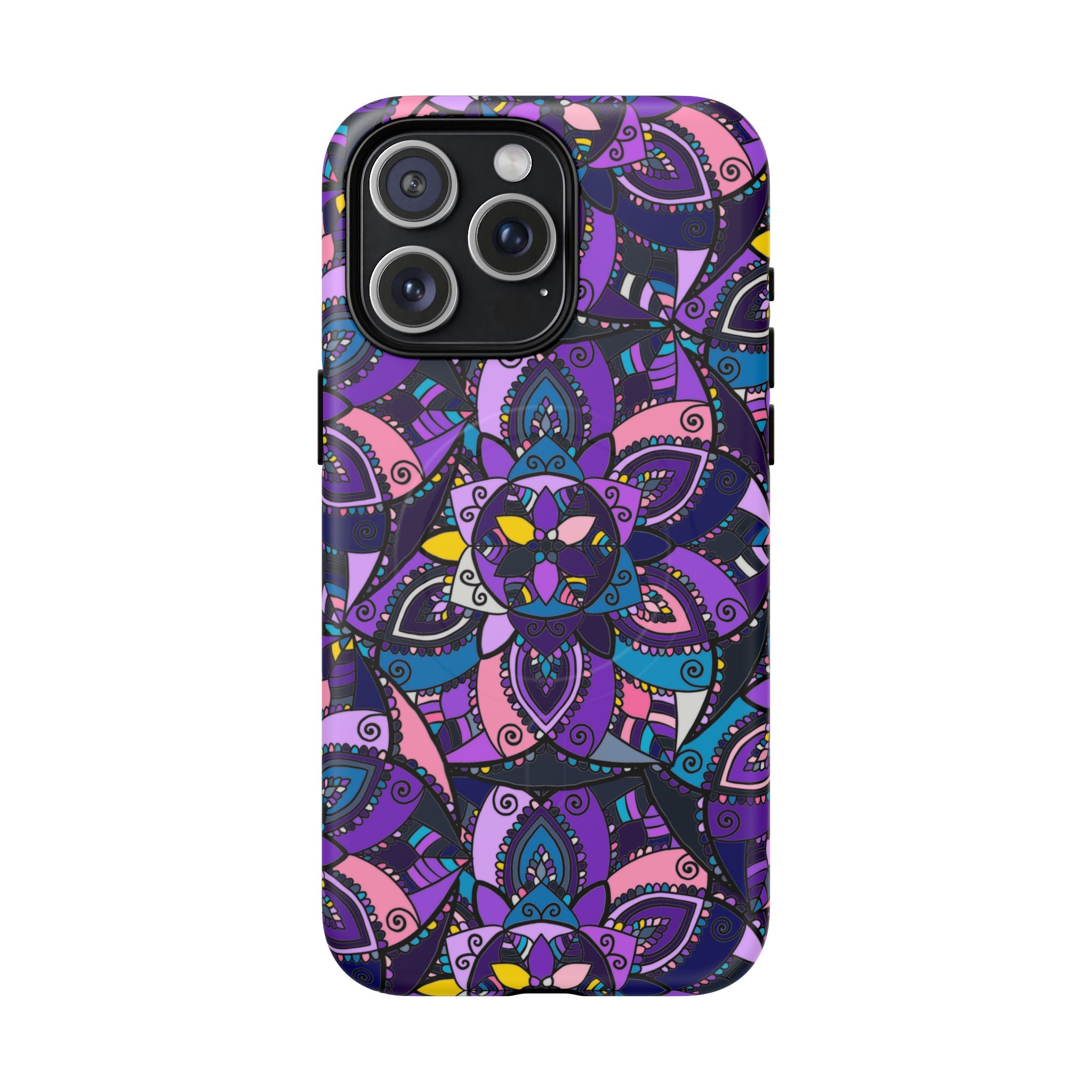 Magnetic Phone Case — Purple Mandala Floral Tough Case
