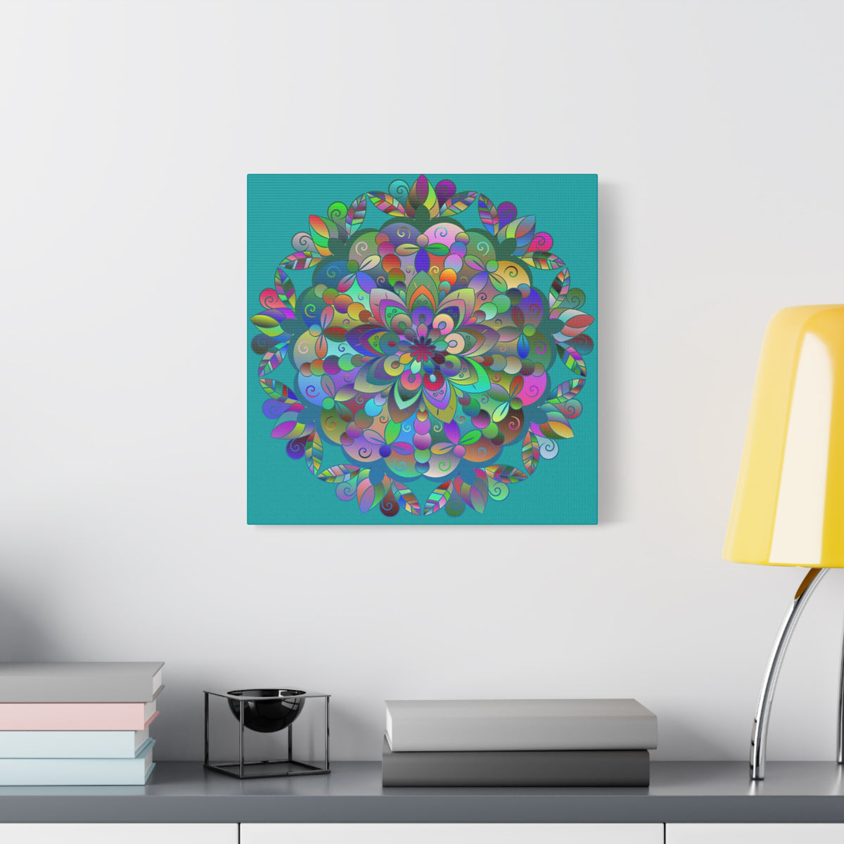 Colorful Floral Mandala Matte Canvas Wall Art — Stretched 1.25"