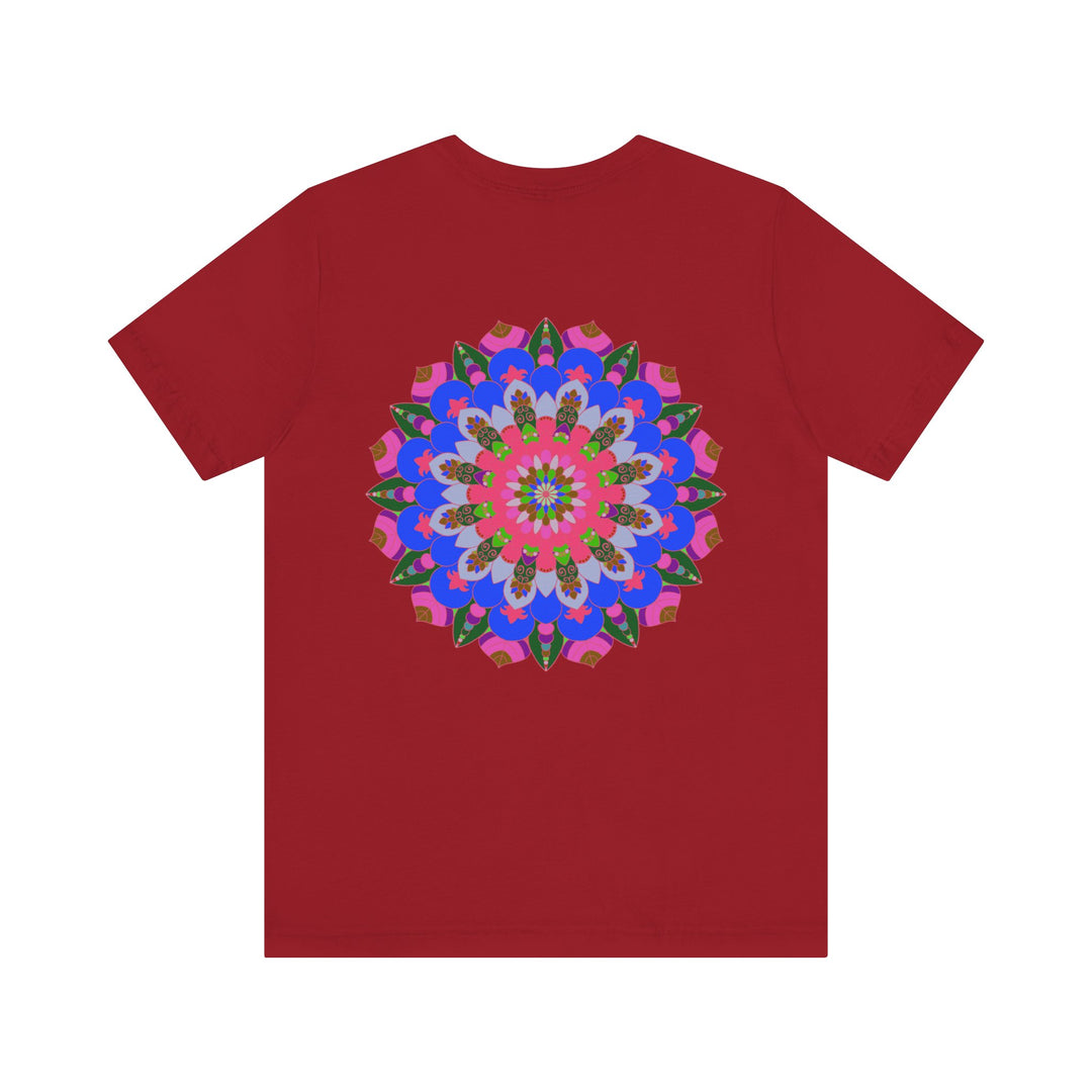 A vibrant mandala tee featuring intricate patterns and vibrant colors, symbolizing spiritual peace and harmony for a serene and peaceful aesthetic