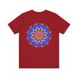 A vibrant mandala tee featuring intricate patterns and vibrant colors, symbolizing spiritual peace and harmony for a serene and peaceful aesthetic