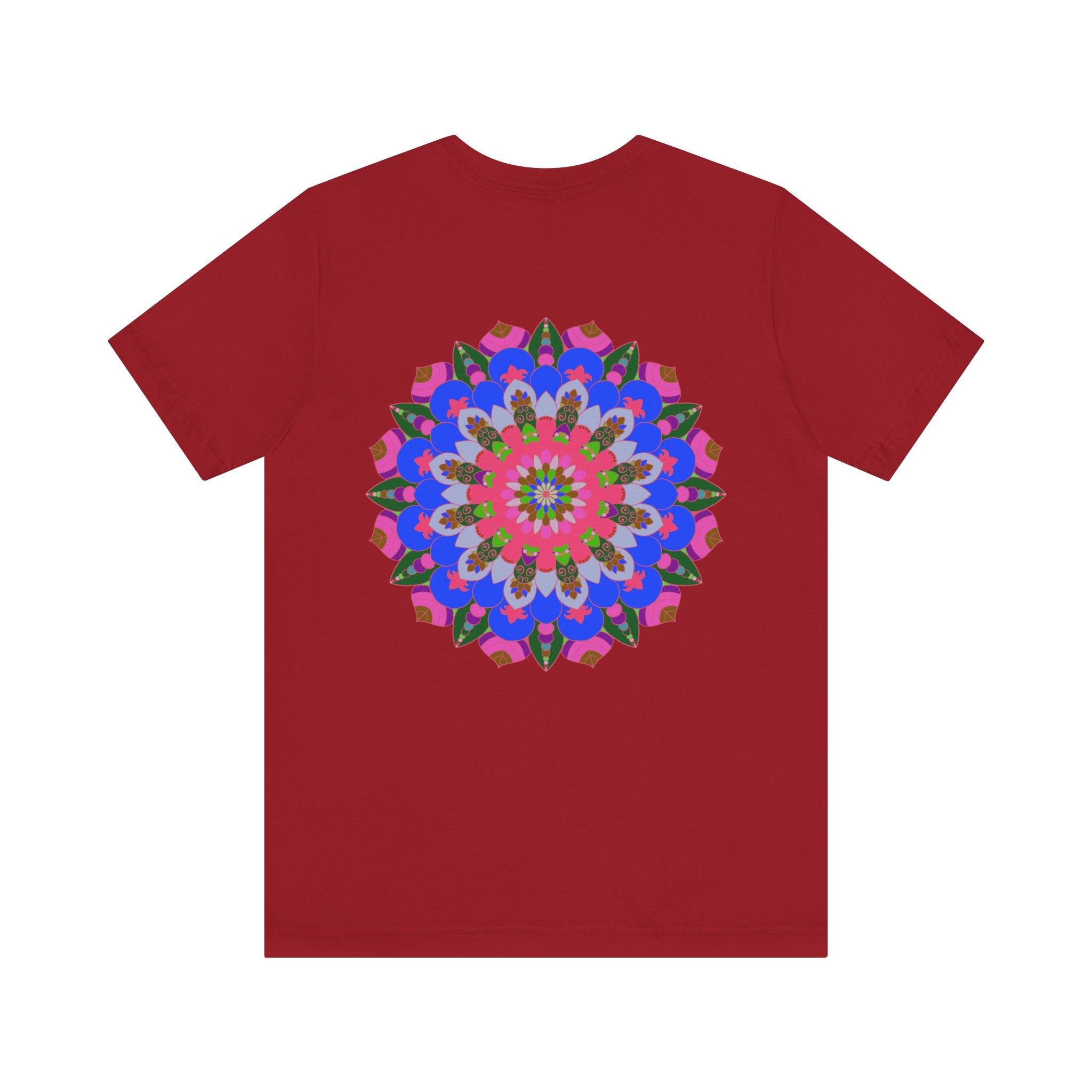 A vibrant mandala tee featuring intricate patterns and vibrant colors, symbolizing spiritual peace and harmony for a serene and peaceful aesthetic