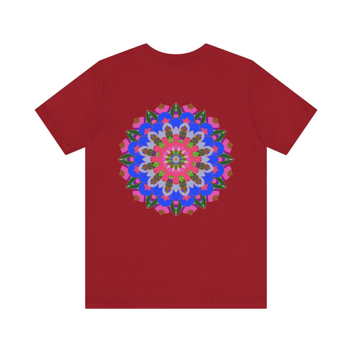 A vibrant mandala tee featuring intricate patterns and vibrant colors, symbolizing spiritual peace and harmony for a serene and peaceful aesthetic