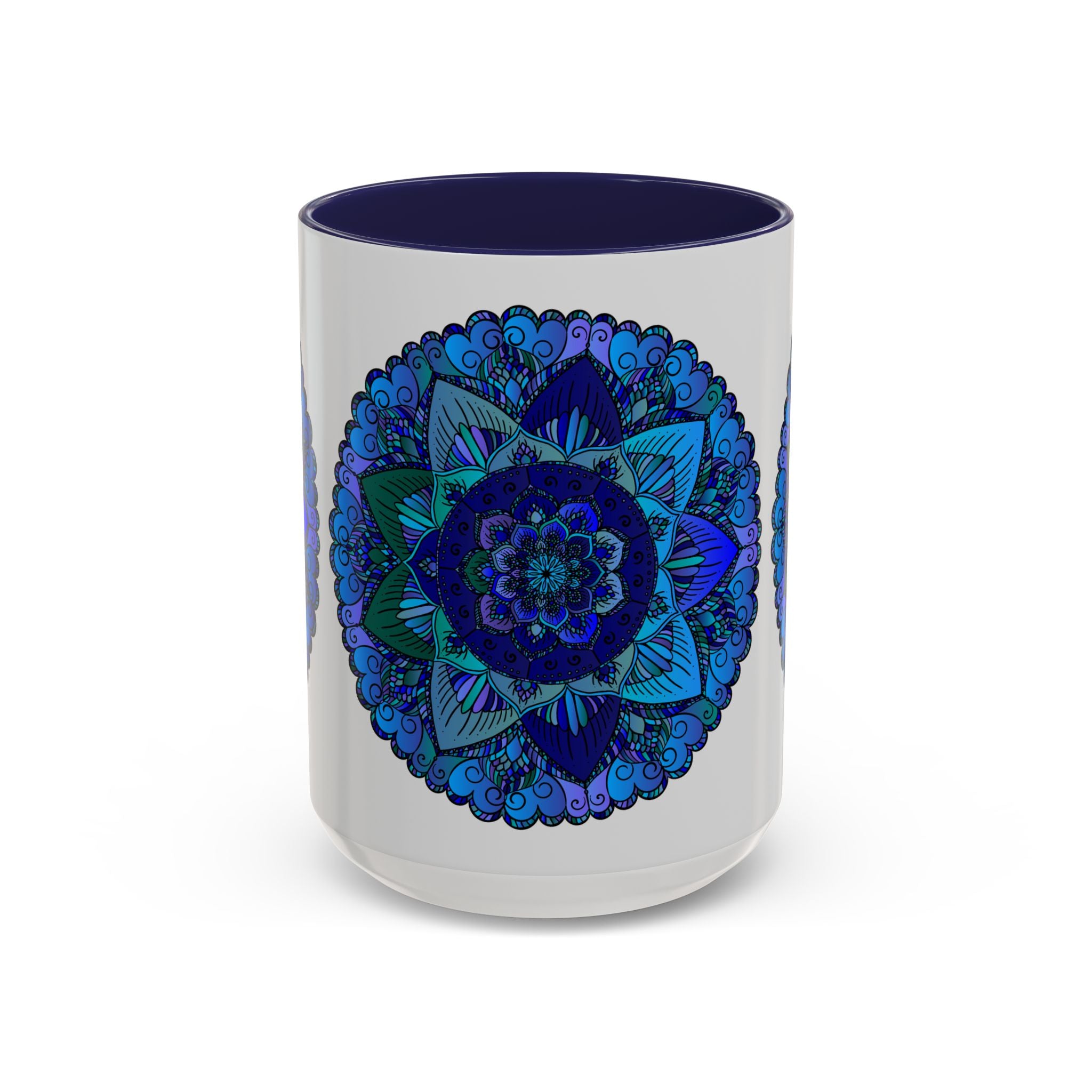  Unique handmade mug with striking blue and purple mandala artwork